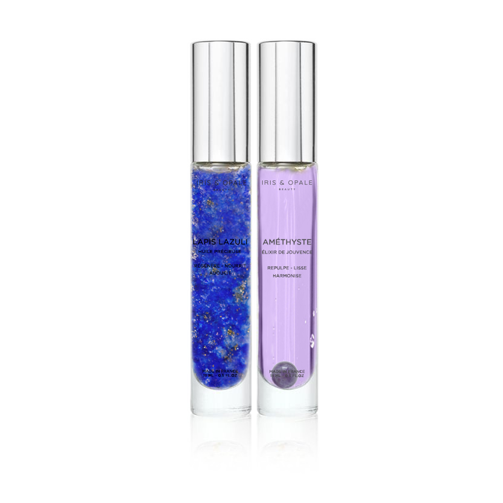 Coffret l’Alchimix N°1 Complet | Iris & Opale Beauty. Découvrez nos 4 sérums visage en format « tube à essais » 15 mL. À l’Améthyste, à la Perle d’eau douce, au Lapis-lazuli et à la Malachite.