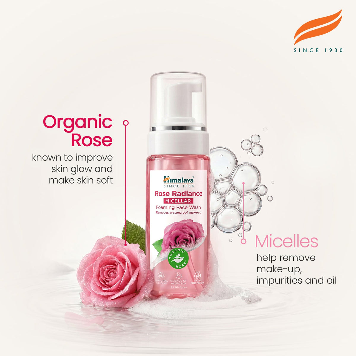 Himalaya Rose Radiance Micellar Foaming Face Wash - 150ml-3