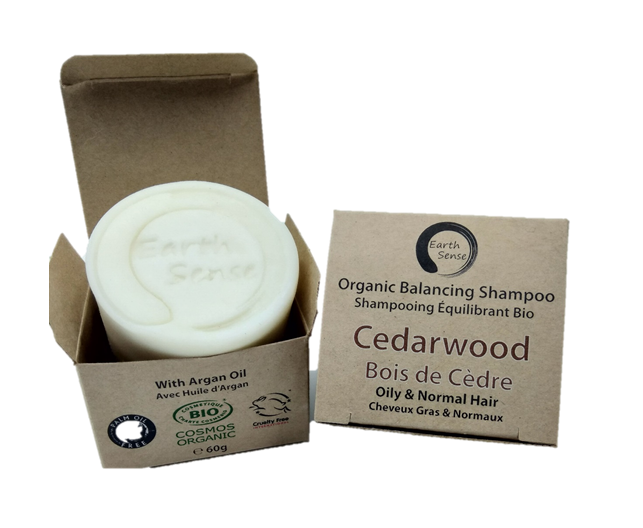 Shampoing solide bio équilibrant au bois de cèdre – Cheveux gras & tous types – 60 g