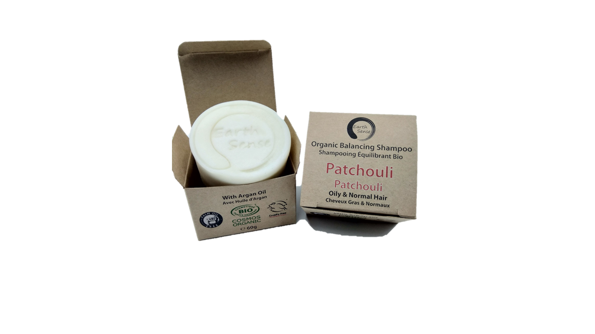 Shampoing solide bio équilibrant au patchouli – Cheveux gras & tous types de cheveux – 60 g
