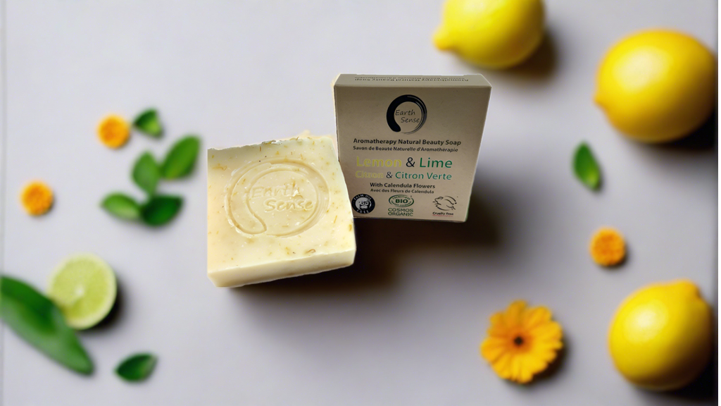 Savon solide bio certifié – Citron & citron vert avec fleurs de calendula – 90 g